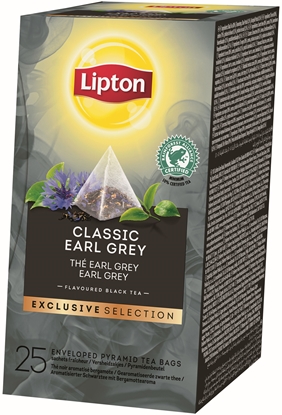 Attēls no Lipton Melnā aromatizētā Earl Grey tēja ar rudzupuķu un kliņģerīšu ziedlapiņām, Piramīda, 25x1,8g