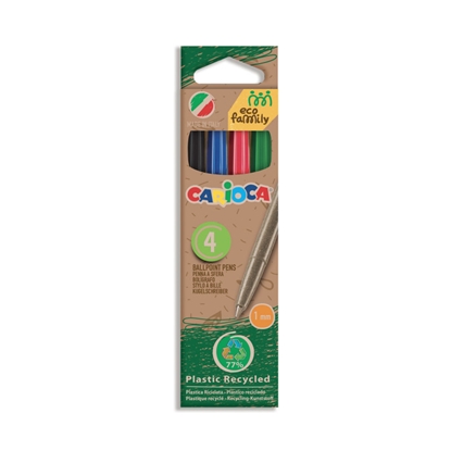 Изображение Lodīšu pildspalvu komplekts CARIOCA EcoFamily, 1,0 mm,asorti, 4gab