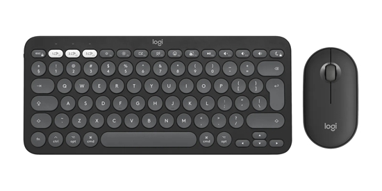 Picture of Logitech Pebble 2 Combo for Mac keyboard Mouse included RF Wireless + Bluetooth QWERTY US International Graphite