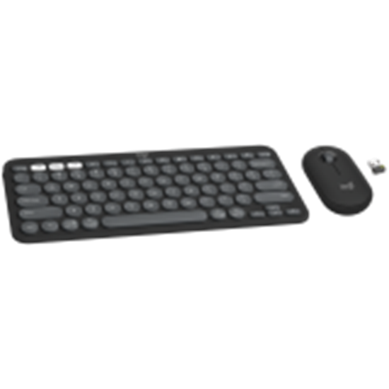 Picture of Logitech Pebble 2 Combo keyboard Mouse included RF Wireless + Bluetooth QWERTY US International Graphite