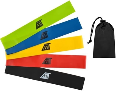 Picture of Malatec GC6242 Dažādas pretestības vingrošanas lateksa lentes (5gab.) ar uzglabāšanas somiņu Rainbow