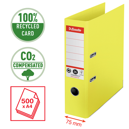 Изображение Mape-reģistrs ESSELTE No1 CO2 Neutral, A4, kartons, 75 mm, dzeltenā krāsā