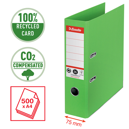Изображение Mape-reģistrs ESSELTE No1 CO2 Neutral, A4, kartons, 75 mm, zaļā krāsā