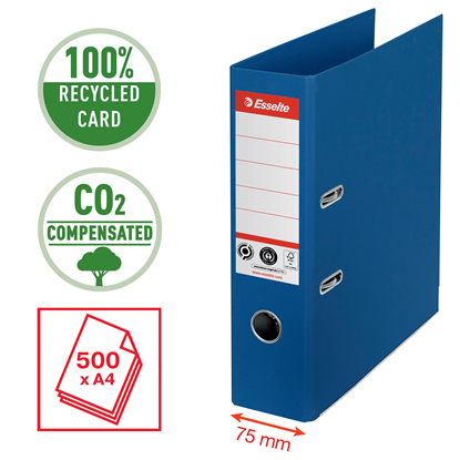 Изображение Mape-reģistrs ESSELTE No1 CO2 Neutral, A4, kartons, 75 mm, zilā krāsā