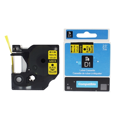 Picture of Marķēšanas lenta DYMO D1, 12 mm x 7 m, melni burti uz dzeltena fona, ekvivalents