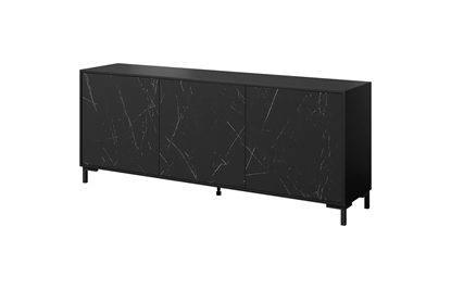 Изображение MARMO 3D chest of drawers 200x45x80,5 cm matte black/marble black