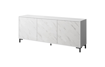 Picture of MARMO 3D chest of drawers 200x45x80,5 cm white matt/marble white