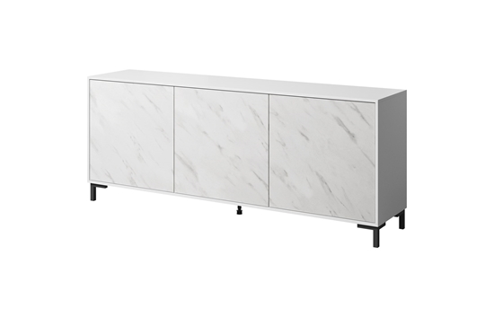 Picture of MARMO 3D chest of drawers 200x45x80,5 cm white matt/marble white