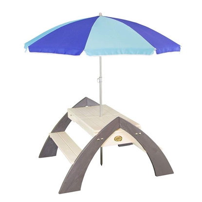 Изображение Medinis pikniko stalas su skėčiu