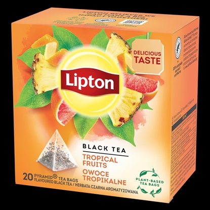 Attēls no Melnā tēja LIPTON, ar tropu augļiem, piramīdas, 20gab