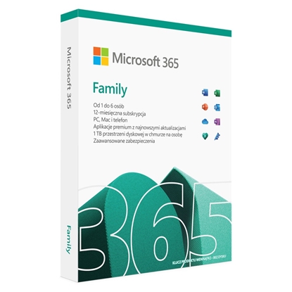 Attēls no Microsoft 365 Family 1 x license Subscription Polish 1 year(s)