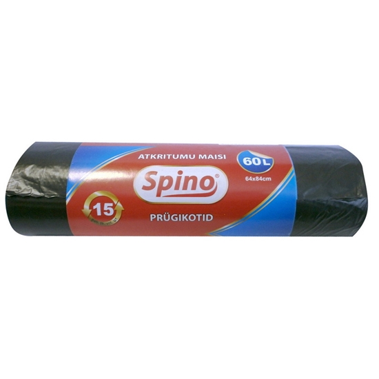 Picture of Atkritumu maisi SPINO, tilpums 60 L, 15 gab., 12 mkr, HDPE, 64 x 84 cm, melnā krāsā