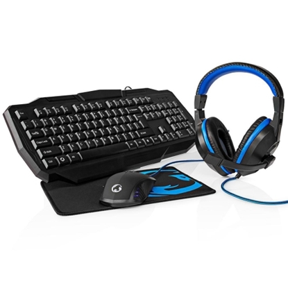 Attēls no Nedis GCK41100BKUS Gaming Combo Kit 4-in-1 (Keyboard, Headset, Mouse and Mouse Pad)