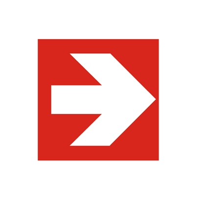 Изображение Uzlīme Virziens uz ugunsdzēsības iekārtu un līdzekļu atrašanās vietu, izmērs 10x10 cm