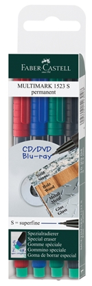 Изображение Noturīgais marķieris CD/DVD diskiem FABER CASTELL MULTIMARK S konisks, komplekts 4 krāsas