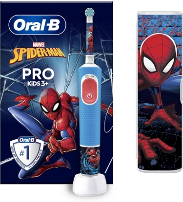 Attēls no Oral-B | Electric Toothbrush with Travel Case | Vitality PRO Kids Spiderman | Rechargeable | For children | Number of brush heads included 1 | Number of teeth brushing modes 2 | Blue