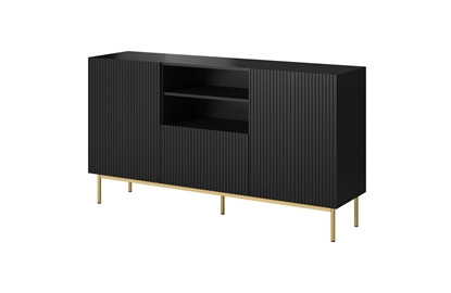 Attēls no PAFOS chest of drawers on golden steel frame 150x40x90 cm matte black
