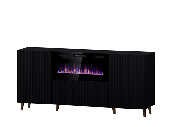 Picture of PAFOS chest of drawers with electric fireplace 180x42x82 cm matte black