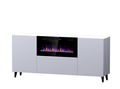 Picture of PAFOS chest of drawers with electric fireplace 180x42x82 cm white matt