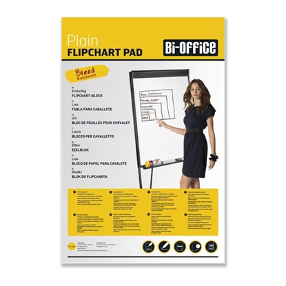 Изображение Papīra bloks BI-OFFICE Flipchart ar izmēru 90x65 cm, balts, 50 lapas blokā