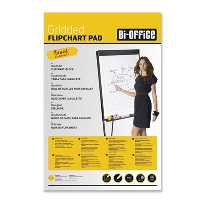 Изображение Papīra bloks BI-OFFICE Flipchart ar izmēru 90x65 cm, rūtiņu, 50 lapas blokā