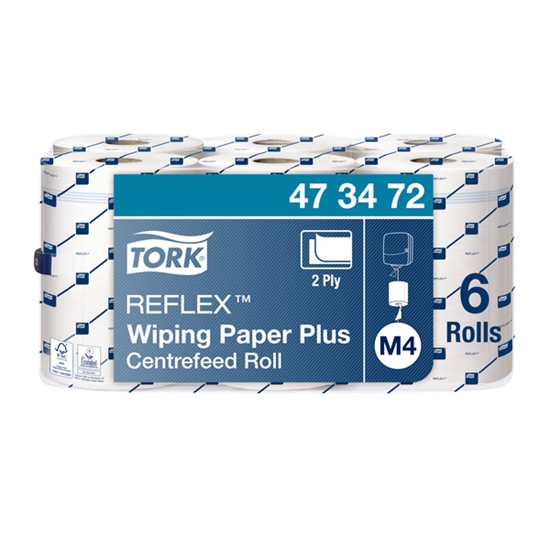 Изображение Papīra dvieļi TORK Advanced Reflex M4, 2.sl., 450 lapiņas rullī, 19.4 x 33.5 cm, 151 m/rullī, baltā krāsā