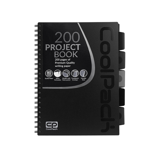 Изображение Klade ar spirāli PATIO, A4 formāts, 200 lpp, melnā krāsā, rūtiņu