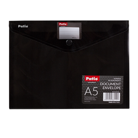 Picture of Mape-aploksne ar pogu PATIO PP, A5 formāts, melna