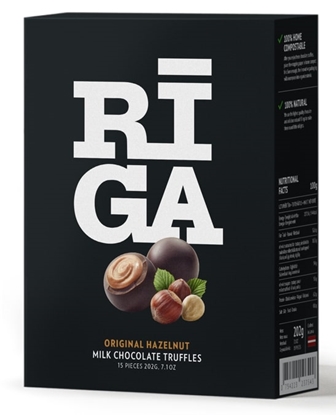 Picture of Piena šokolādes trifeles ar lazdu riekstu un cepumu krēma pildījumu "Rīga" 202g