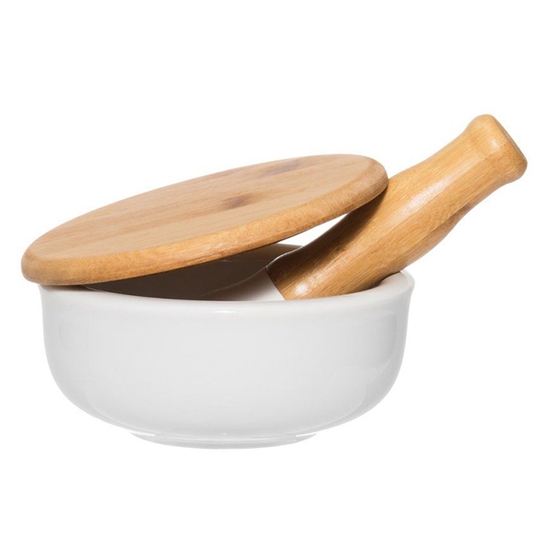 Picture of Piesta un java Maku keramiska ar vāku koka