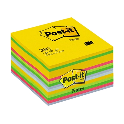 Изображение Piezīmju līmlapiņu kubs Post-it Ultra 76x76mm, asorti krāsas, 450 lpp