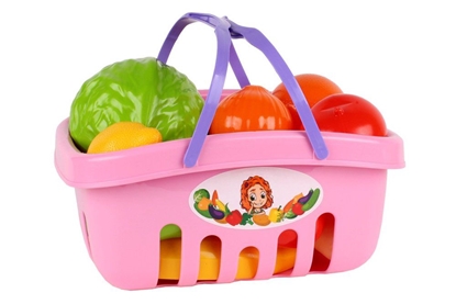Изображение Pirkinių krepšelis su daržovėmis ir vaisiais, rožinis