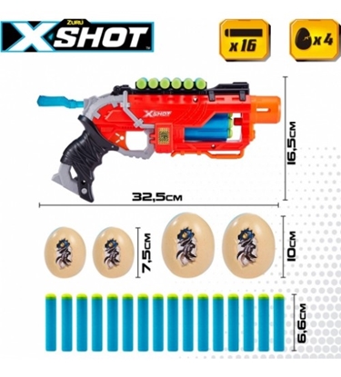 Picture of Pistole ar 16 porol. šautriņam, 4 olam līdz 27 m X-Shot Dino Attack ZURU 8 g+ CB46559