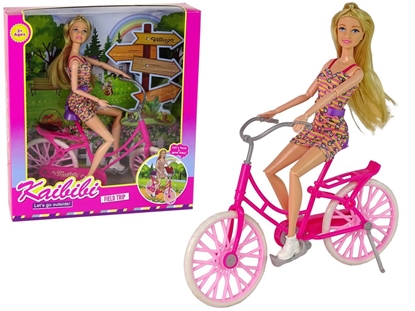 Изображение Plastikinė lėlė su dviračiu, rožinė
