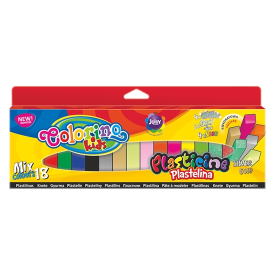 Picture of Plastilīns COLORINO KIDS 18 krāsas: 6 pamatkrāsas plus ar spīdumiem, zelta, sudraba krāsas, spīdošas tumsā uc, asorti