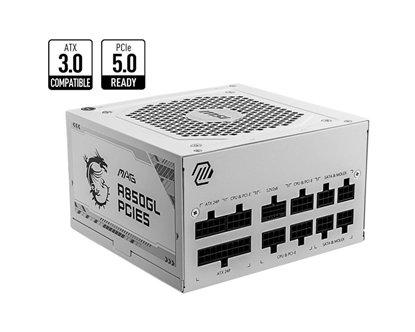 Picture of Power Supply|MSI|850 Watts|Efficiency 80 PLUS GOLD|PFC Active|MAGA850GLPCIE5WHITE