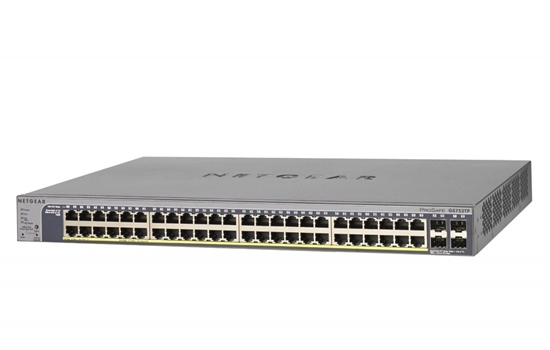 Изображение Netgear GS752TP-300EUS tīkla pārslēgs Vadīts L2/L3/L4 Gigabit Ethernet (10/100/1000) Power over Ethernet (PoE) 1U Melns