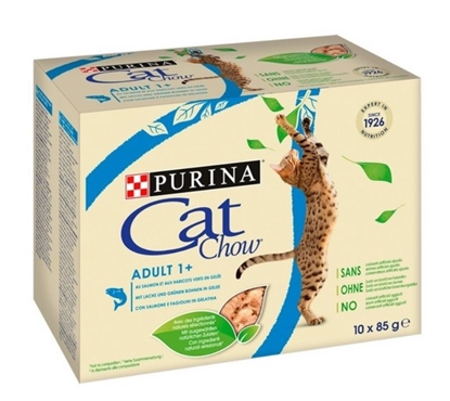 Attēls no PURINA Cat Chow Salmon, green bean - wet cat food - 10x85 g