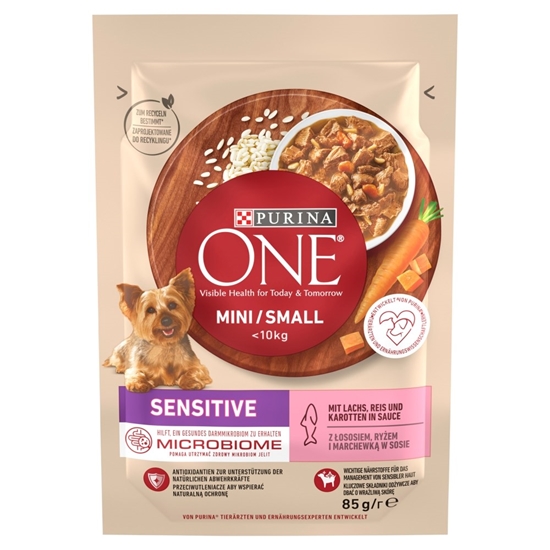 Picture of PURINA One Mini/Small Sensitive Salmon with rice - Wet dog food - 85 g