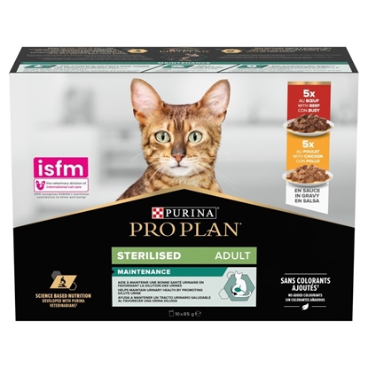 Attēls no PURINA Pro Plan Sterilised Beef and Chicken Multipack - wet cat food - 10x85 g