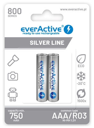 Изображение Rechargeable batteries everActive Ni-MH R03 AAA 800 mAh Silver Line - 2 pieces