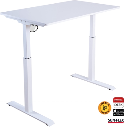 Picture of Regulējama augstuma galds SUN-FLEX®EASYDESK ELITE, elektrisks, viens motors, balts, galda virsma 120x60cm, balta