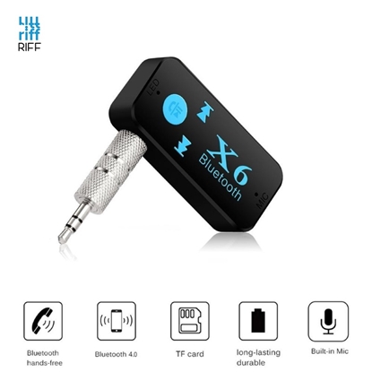 Изображение Riff BT-X6 Car FM Bluetooth Transmiteris ar 3.5mm Audio pieslēgumu + Mikrofona savienojumu + Micro SD Melna