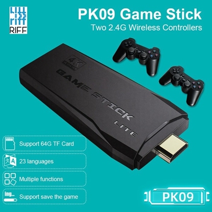 Attēls no RIFF PK-09 Lite HDMI Retro Mini 4K Spēļu Konsole Linux 4100 Video Atskaņotāja Spēļu Konsole ar Bezvadu Kontrolieriem 64 GB Melns