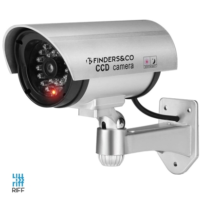 Изображение Riff RF-IR1 CCTV IR Ārtelpu Mājas drošības Kameras mulāža ar mirgojošu brīdinājuma gaismu 2x AA baterjas Balta