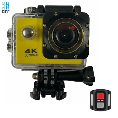 Attēls no Riff SPK-1 Ultra HD 4K 16Mpix Wi-Fi Sporta Kamera ar 2'' LCD Pulti & 8x Fiksācijas komplektu Dzeltena