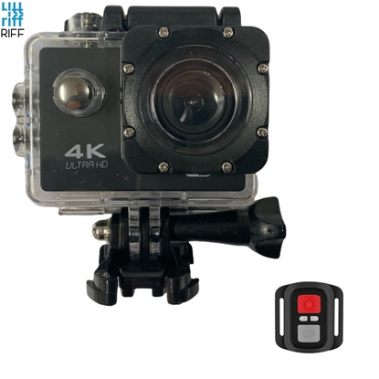 Изображение Riff SPK-1 Ultra HD 4K 16Mpix Wi-Fi Sporta Kamera ar 2'' LCD Pulti & 8x Fiksācijas komplektu Melna