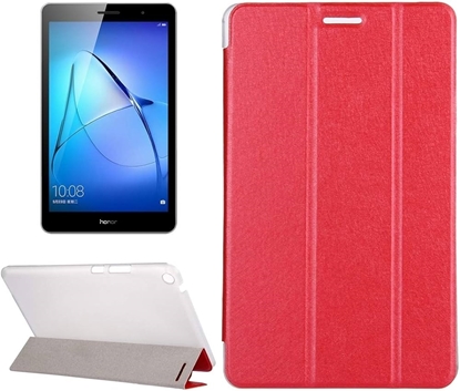 Picture of Riff Texture Planšetdatora maks Tri-fold Stand Leather Flip priekš Huawei MediaPad T3 7.0 Red