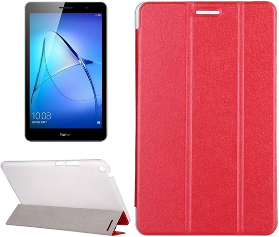 Изображение Riff Texture Planšetdatora maks Tri-fold Stand Leather Flip priekš Huawei MediaPad T3 7.0 Red