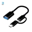 Изображение Riff V8 2 in1 OTG Host Vads Type-C + Micro USB Spraudnis uz USB 3.0 Type A 15.5cm Melns OEM